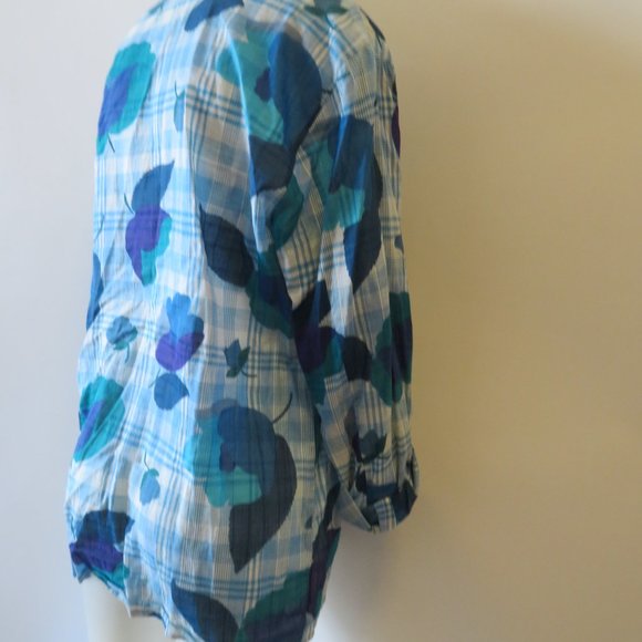 MISSONI BLUE WHITE LONG SLEEVE BLOUSE SZ L* - Picture 4 of 6